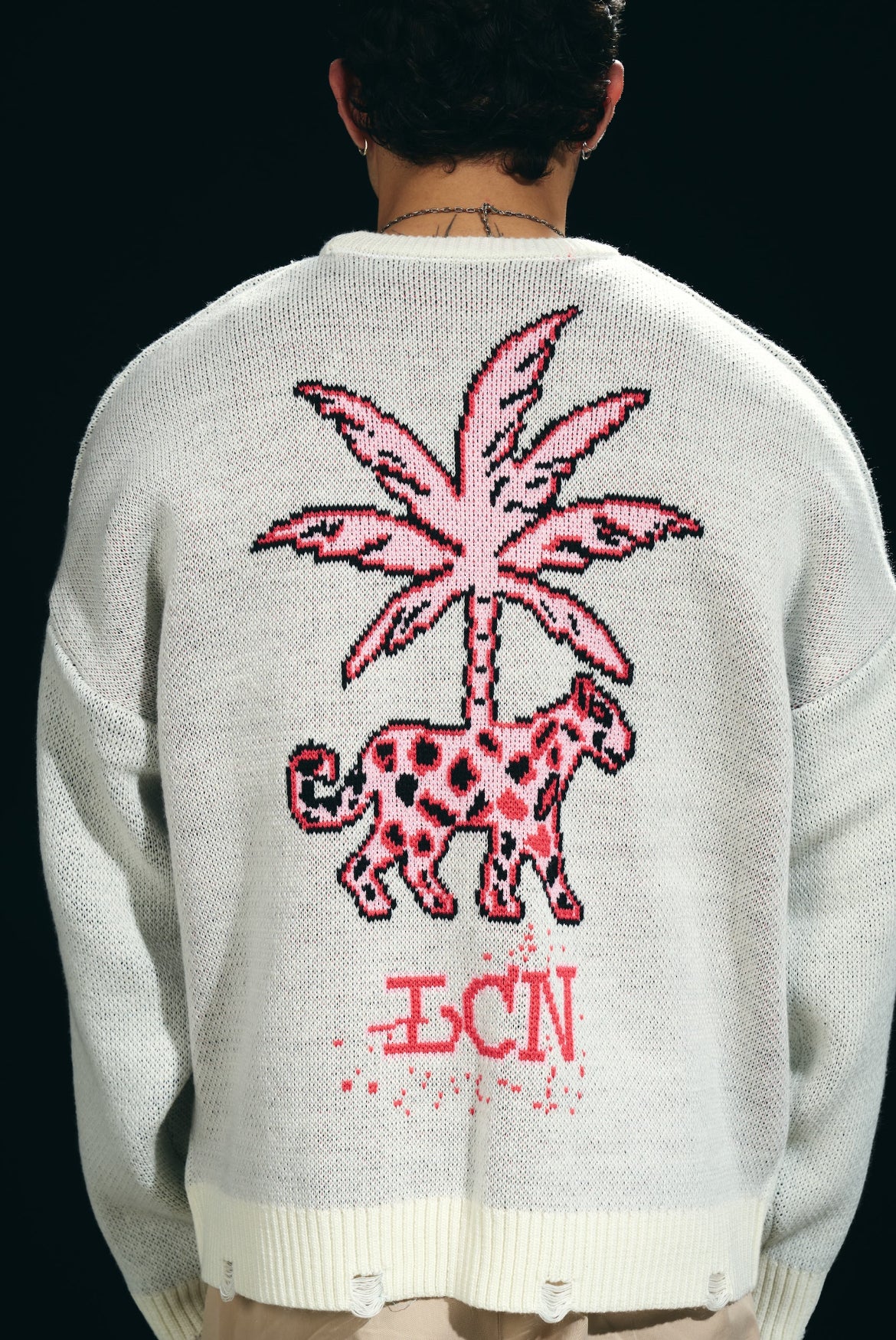 Ripped White Knitted Sweater