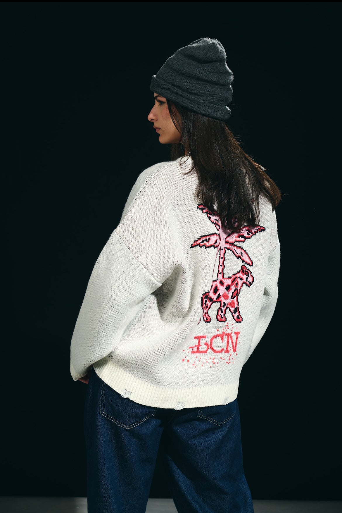 Ripped White Knitted Sweater